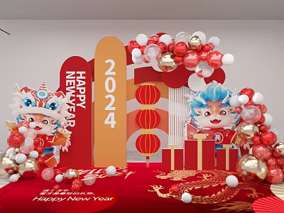 Balloon Arrangement US Dragon Year Red 3d model