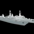 Two Modern Warships Detailed 3D Models With Weapon Systems And Antennas