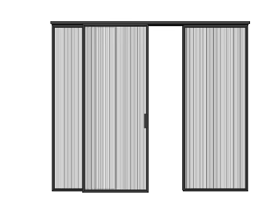 Modern Interior Sliding Doors With Black Frames And Vertical Stripes Design 3d model