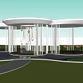 Modern Pergola Outdoor Design With Pool Circular Stone Slabs And Year Numbers