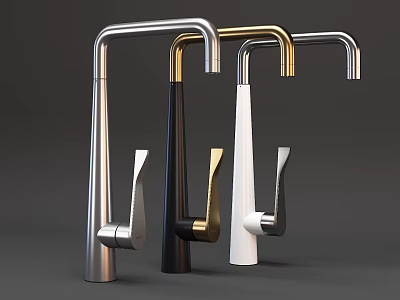 Stylish Modern Water Faucets in Silver Black Gold and White Color Designs 3d model