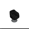 Modern Black Leather Sofa Stool With Curved Design And Silver Metal Base