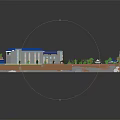 Cartoon Style 3D Building Complex Layout With Parking Lots Green Spaces And Roads