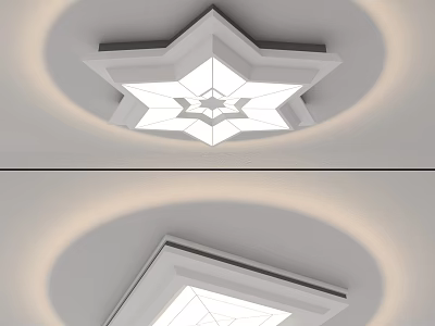 Modern Star Shaped Ceiling Light With Circular Halo And Soft Glow 3d model