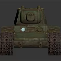 Green Military Tank With Weathered Surface Turret And Armored Tracks On Dark Background