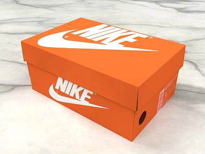 Stylish Orange Nike Shoe Box With White Swoosh Logo And Bottom Hole For Storing Shoes 3d model