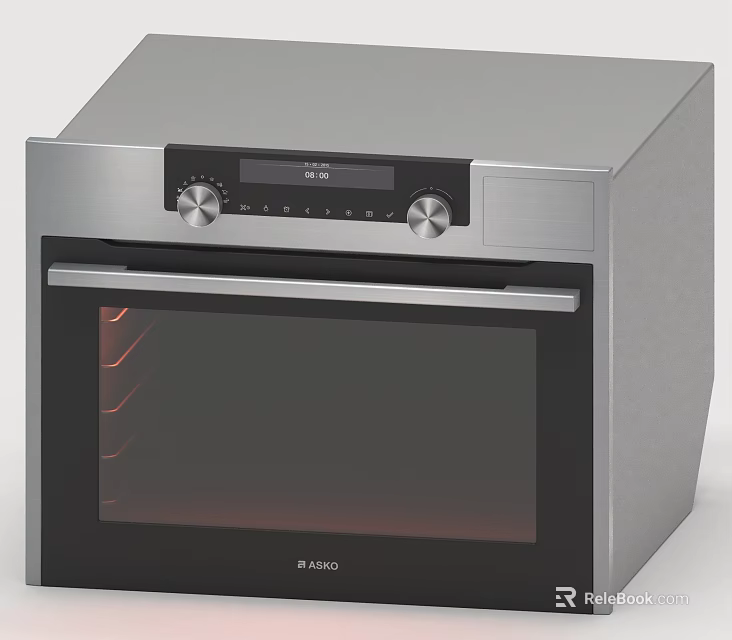 Stainless Steel Kitchen Oven With Digital Display Knob Controls And Glass Door 3d model 