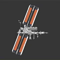 Detailed Scale Model Of Space Station With Solar Panels And Electronic Control Systems