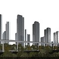 High-rise residential light rail subway 3d model