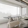 Modern Living and Dining Room Interior With L shaped Sofa Coffee Table And Dining Set