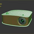 Sleek White And Brown Projector For Monitoring With Lens On Smooth Surface Reflection