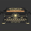 Vintage Typewriter With Classic Black Metal Frame And Gold Accents
