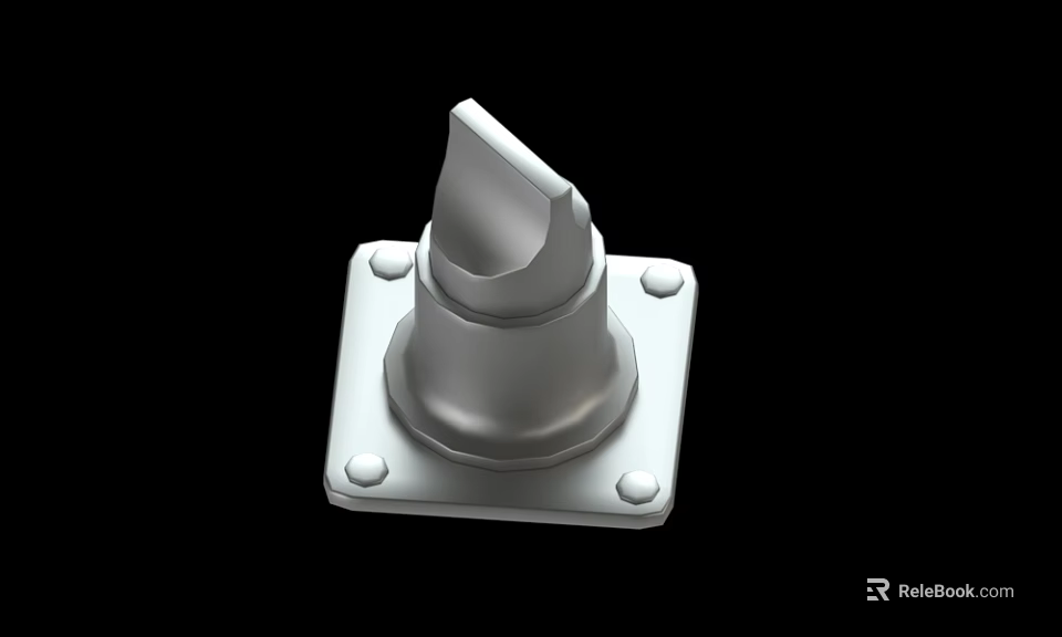 Mechanical Metal Component with Square Base Conical Top and Mounting Holes Design 3d model 