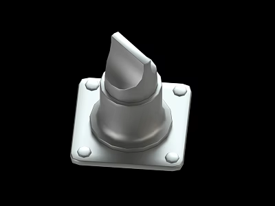 Mechanical Metal Component with Square Base Conical Top and Mounting Holes Design 3d model