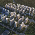 Modern High Rise Residential Buildings Surrounded by Green Trees Roads and Lush Vegetation