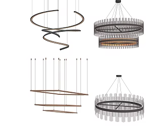 Metal glass chandelier 3d model