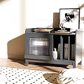 Black Hallway Cabinet Sideboard With Storage Open Shelves Decorative Items Books Vase
