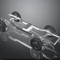 Car Chassis Structure Featuring Four Wheels And Solid Metal Frame Design 3d model