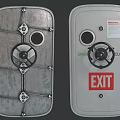 Metal Exit Doors With Open Close Indicators Old New Components And Warning Label 3d model