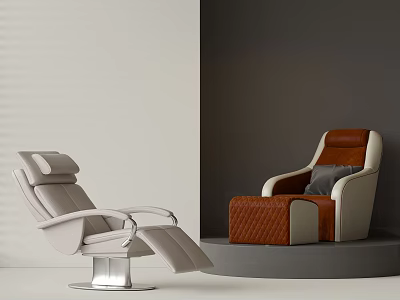 Modern Massage Chairs With Light Colored And Brown White Leather Upholstery Design 3d model