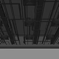 Industrial Style Ceiling With Metal Frames Pipes And Ventilation Grilles 3d model