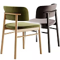 Green And Dark Brown Leisure Chairs With Wooden And Black Frames For Home Decor