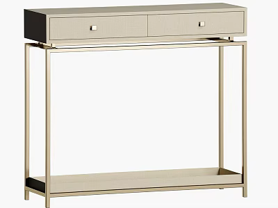 Modern Console Table With Metal Frame Two Drawers And Lower Shelf 3d model