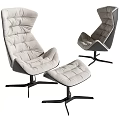 Modern Lounge Chair Design With Padded Cushion Ottoman And Metal Base
