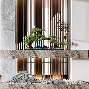 New Chinese landscape sketch bonsai rockery 3d model