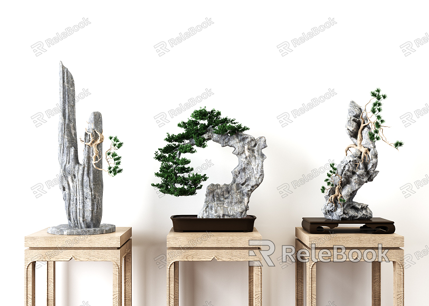 New Chinese Bonsai Porch Stone Bonsai Decoration Ornaments model