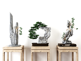 New Chinese Bonsai Porch Stone Bonsai Decoration Ornaments 3d model