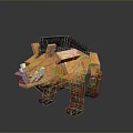 Pixel Art 3D Model of Orange Boar Like Creature With Black Mane