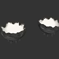 Black Ceramic Vases With Wavy Edges And Small Round Feet For Fresh Flowers