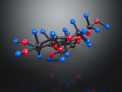 Detailed Medical Device Molecular Structure 3D Model Display with Blue and Red Spheres 3d model