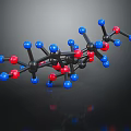 Detailed Medical Device Molecular Structure 3D Model Display with Blue and Red Spheres