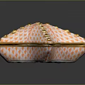 Starfish Shaped Decorative Pillow With Orange White Pattern And Golden Dots 3d model