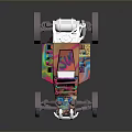 Colorful Off Road Vehicle Model Showcasing Exposed Frame Large Wheels And Complex Interior