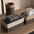 Luggage Case Plaid Storage Book Frame Japanese Woven Storage Basket Rattan Basket Storage Box Rattan Woven Storage Basket Storage Basket 3d model