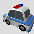 Colorful Electric Toy Police Car with Red Blue Siren Lights and Cartoon Design for Kids