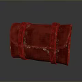 Red Leather Daily Use Storage Bag With Metal Buckles Rolled Design For Organizing Daily Essentials