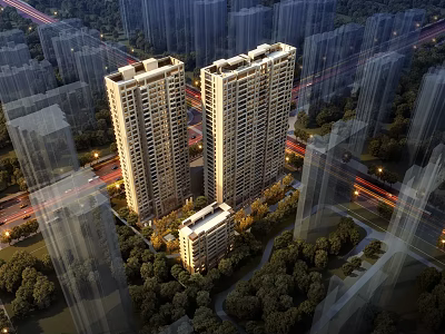 Modern High Rise Residential Buildings In Urban Area With Greenery And Roads 3d model