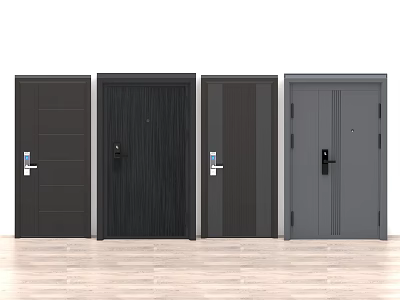 Modern Interior Doors With Different Styles And Black Gray Colors Design 3d model