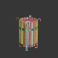Wooden Slatted Barrel Shaped Equipment With Black Metal Frame Handles And Feet