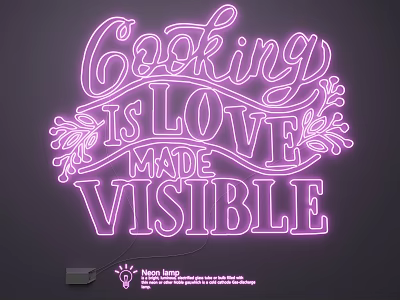 Pink Neon Light Fixture With Cooking Is Love Made Visible For Kitchen Decor 3d model