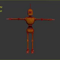 Orange Robot Game and Movie Character with Yellow Eyes Antenna Head and Outstretched Arms