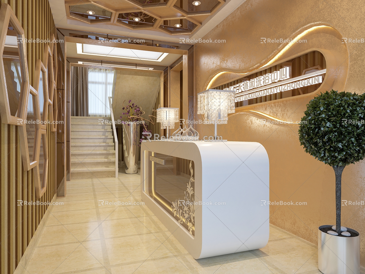 Modern Hotel Hall Simple European Front Desk Reception European Beauty Salon Hall Foot Bath Front Desk Hall Entertainment Club Lobby Reception Front Desk Cashier Hall Restaurant Reception Rest Area 3d model