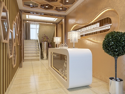 Modern Hotel Hall Simple European Front Desk Reception European Beauty Salon Hall Foot Bath Front Desk Hall Entertainment Club Lobby Reception Front Desk Cashier Hall Restaurant Reception Rest Area 3d model