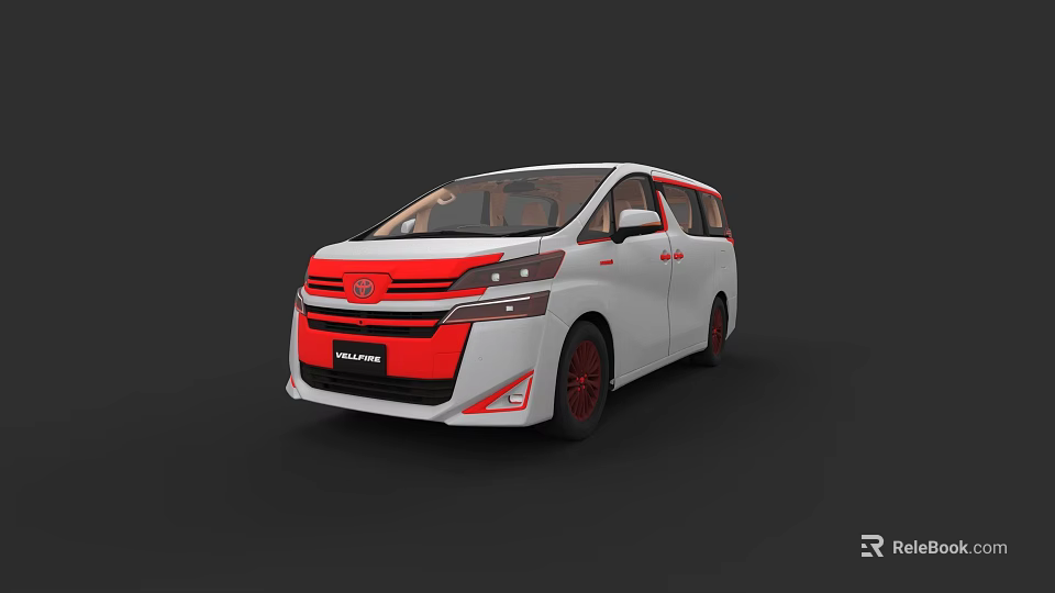 White Toyota Alphard With Red Accents And Stylish Red Wheels Design 3d model 