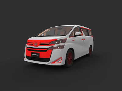 White Toyota Alphard With Red Accents And Stylish Red Wheels Design 3d model
