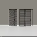 Black Sliding Doors With Vertical Slats In Modern Minimalist Interior Design